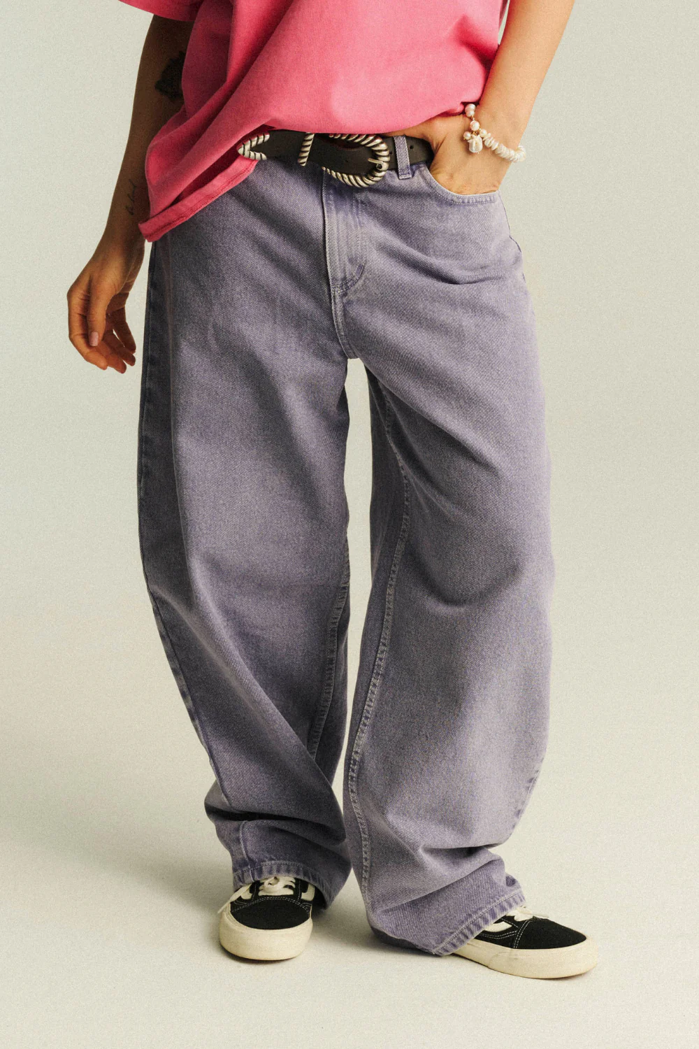 Jeansy Poco Baggy Hearts Vintage Lavender Grey - Image 7
