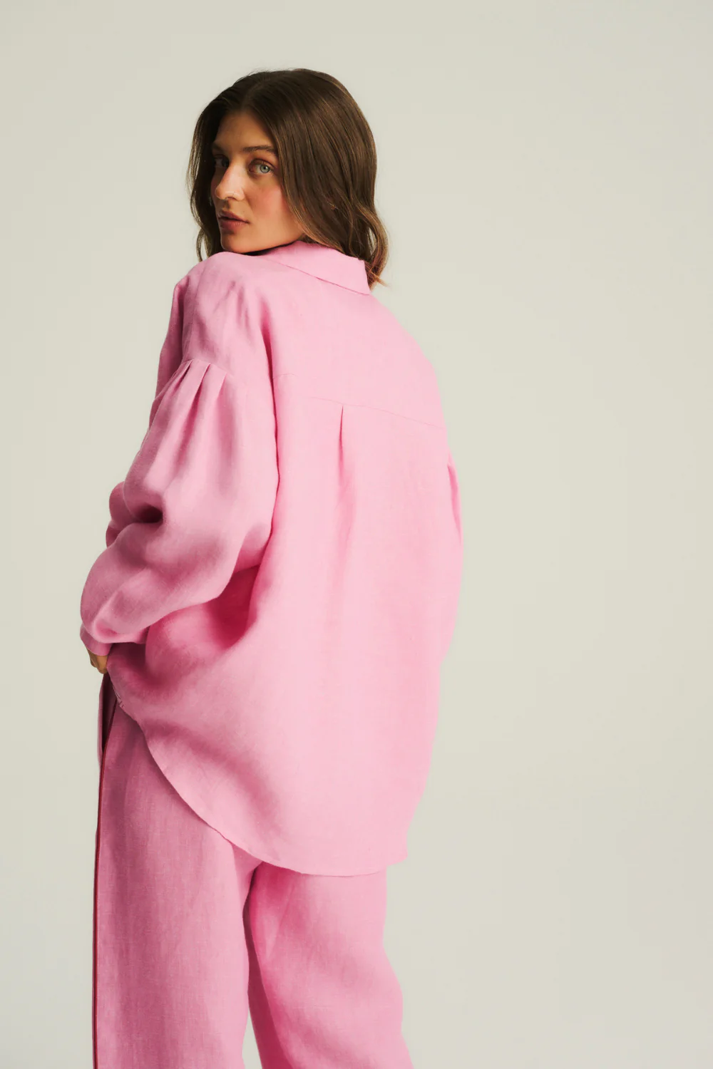 Koszula Kayla Linen Washed Hot Pink - Image 10