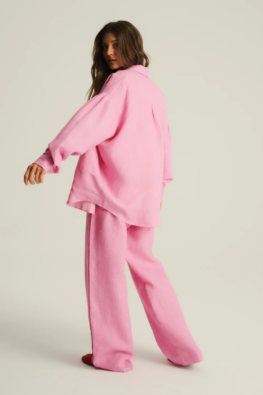 Koszula Kayla Linen Washed Hot Pink - Image 11