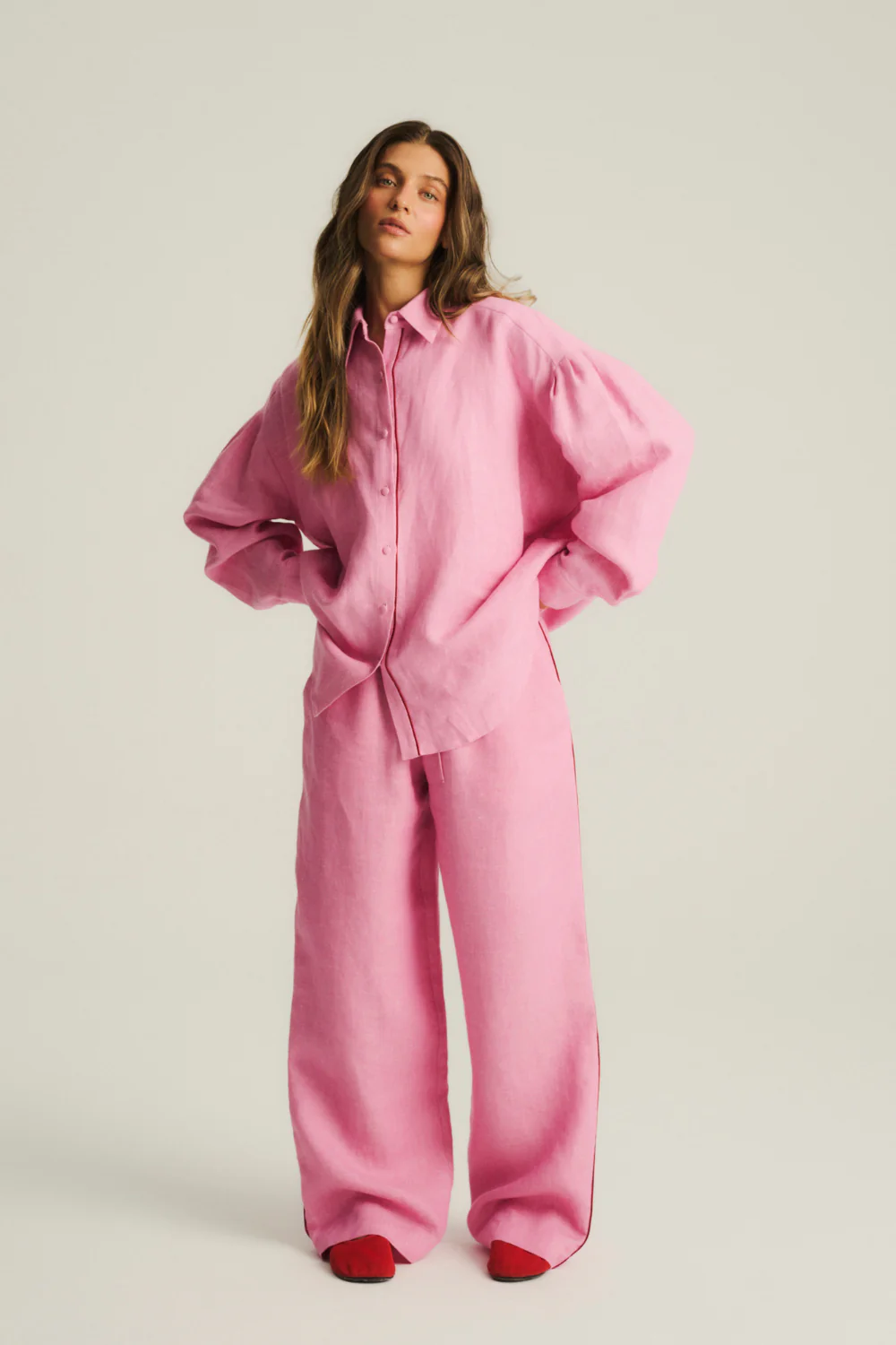 Koszula Kayla Linen Washed Hot Pink - Image 13