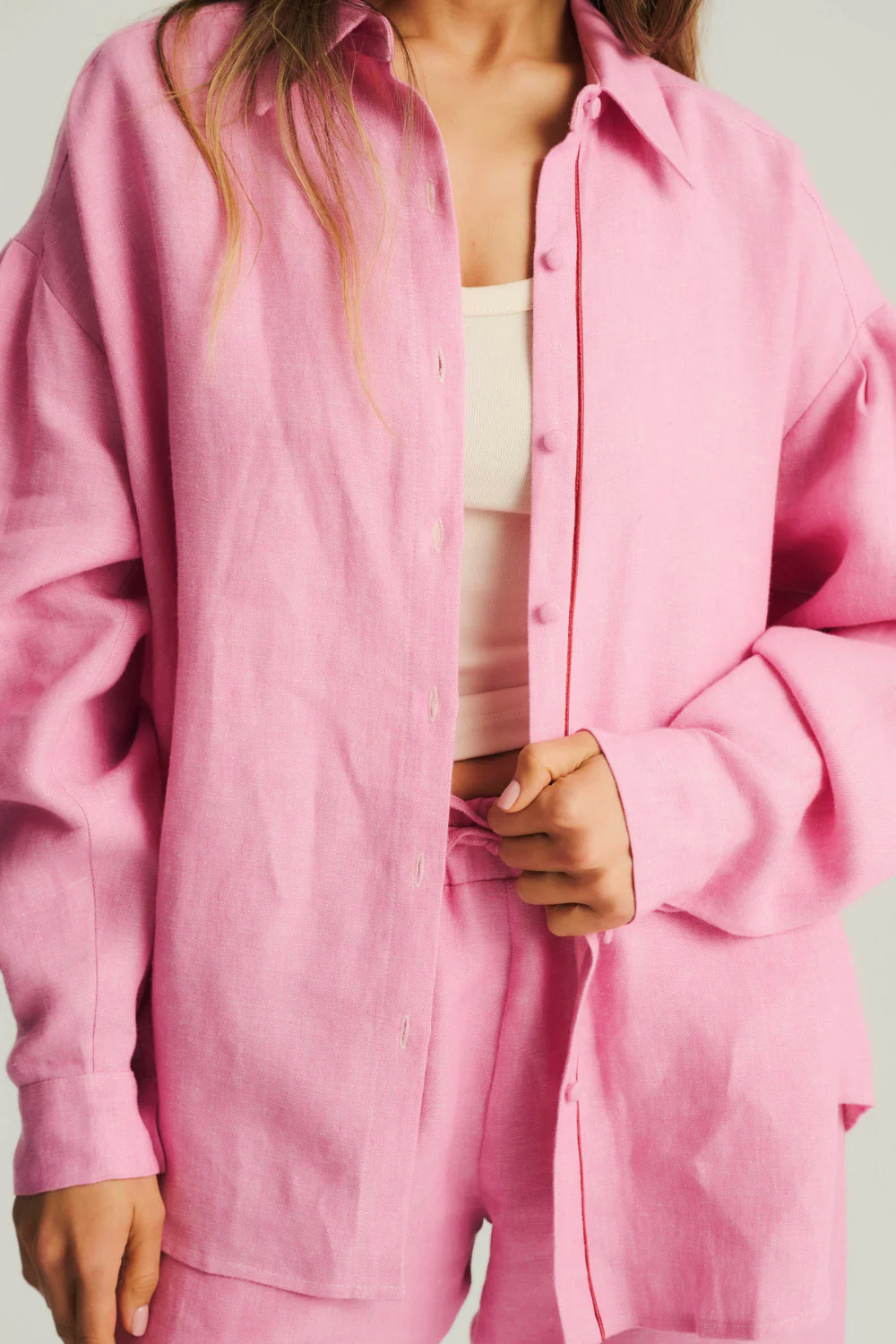 Koszula Kayla Linen Washed Hot Pink - Image 7