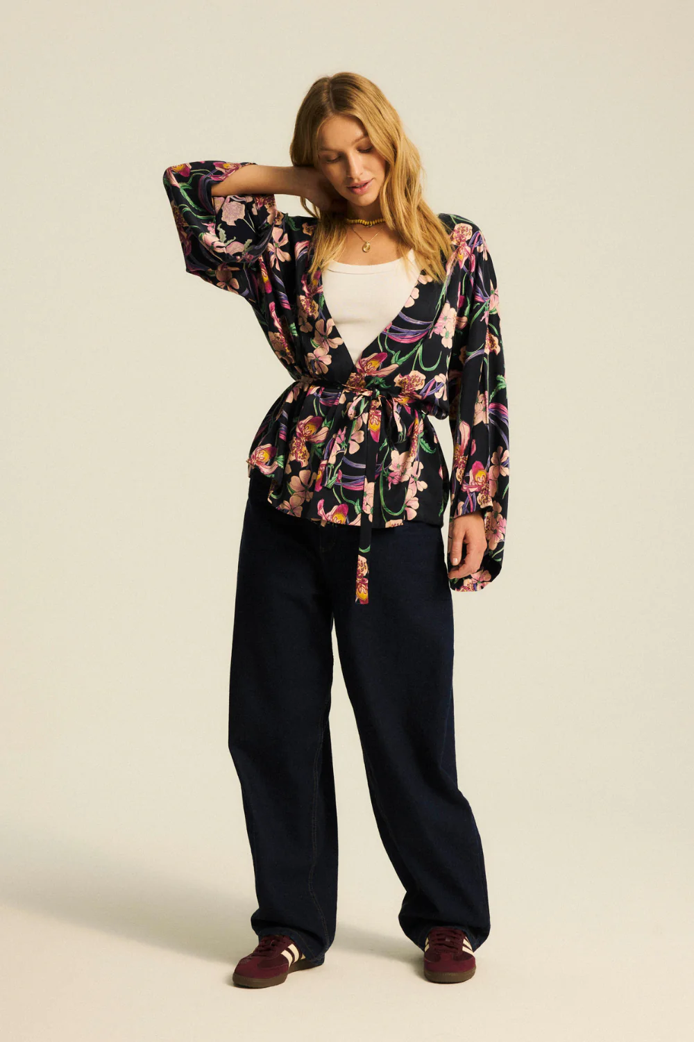 Koszula Kimonowa Bruna Dark Navy Bloom Print - Image 6