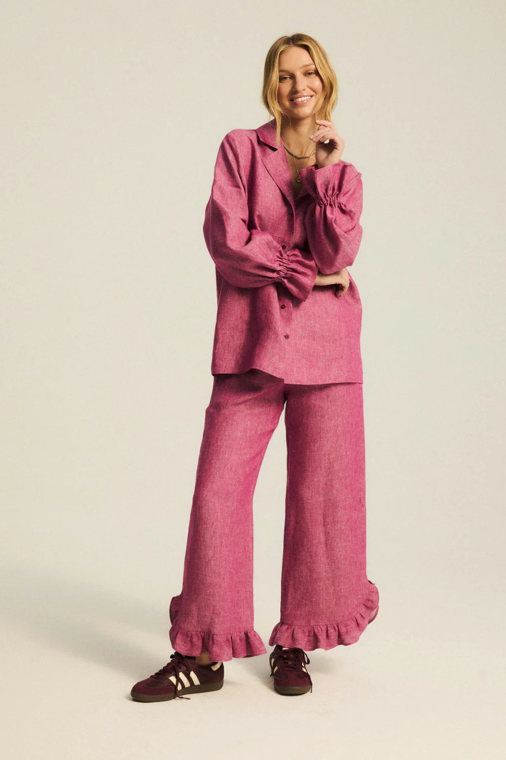 Koszula Valerie Linen Washed Magenta - Image 10