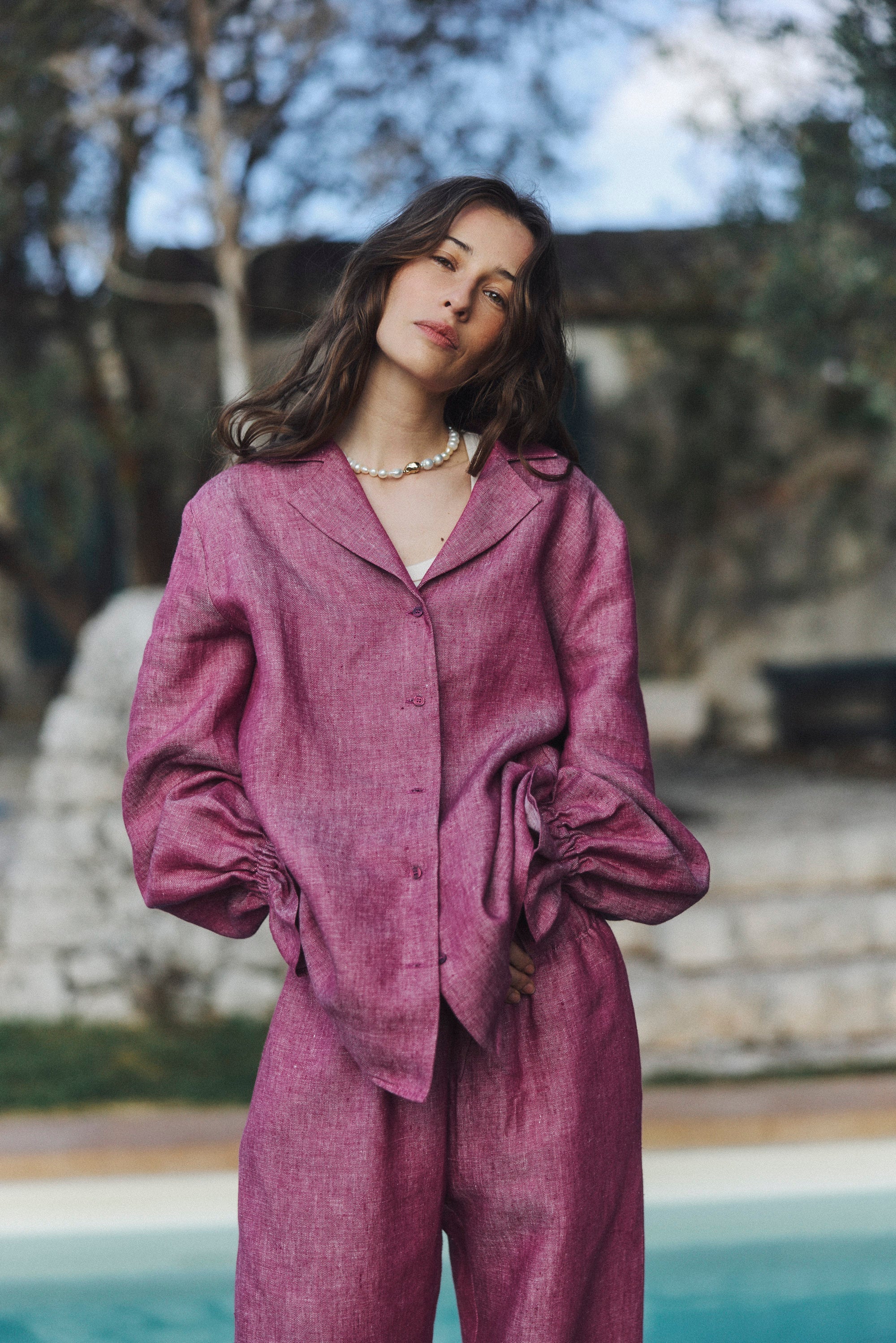 Koszula Valerie Linen Washed Magenta - Image 14
