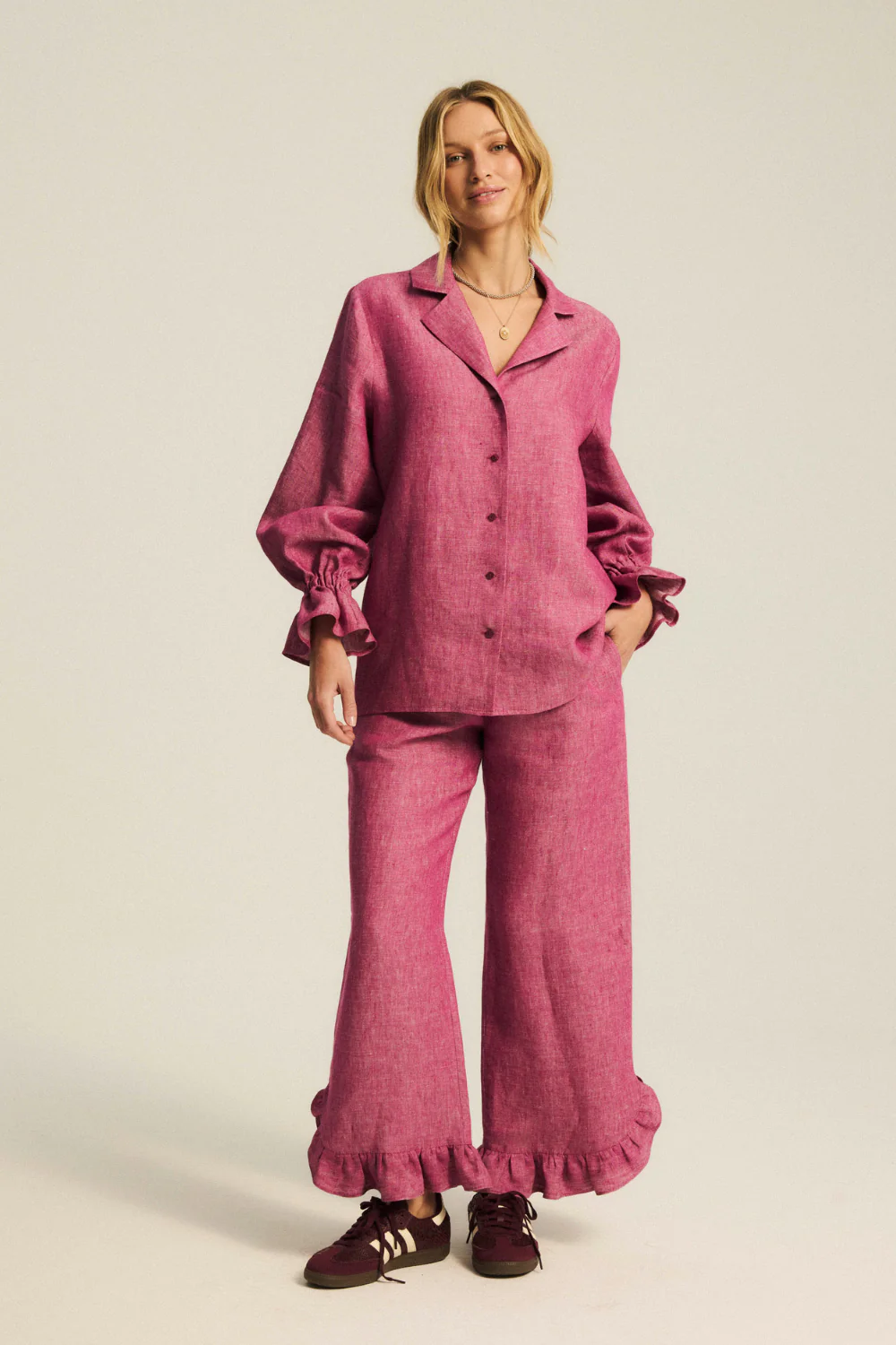 Koszula Valerie Linen Washed Magenta - Image 4