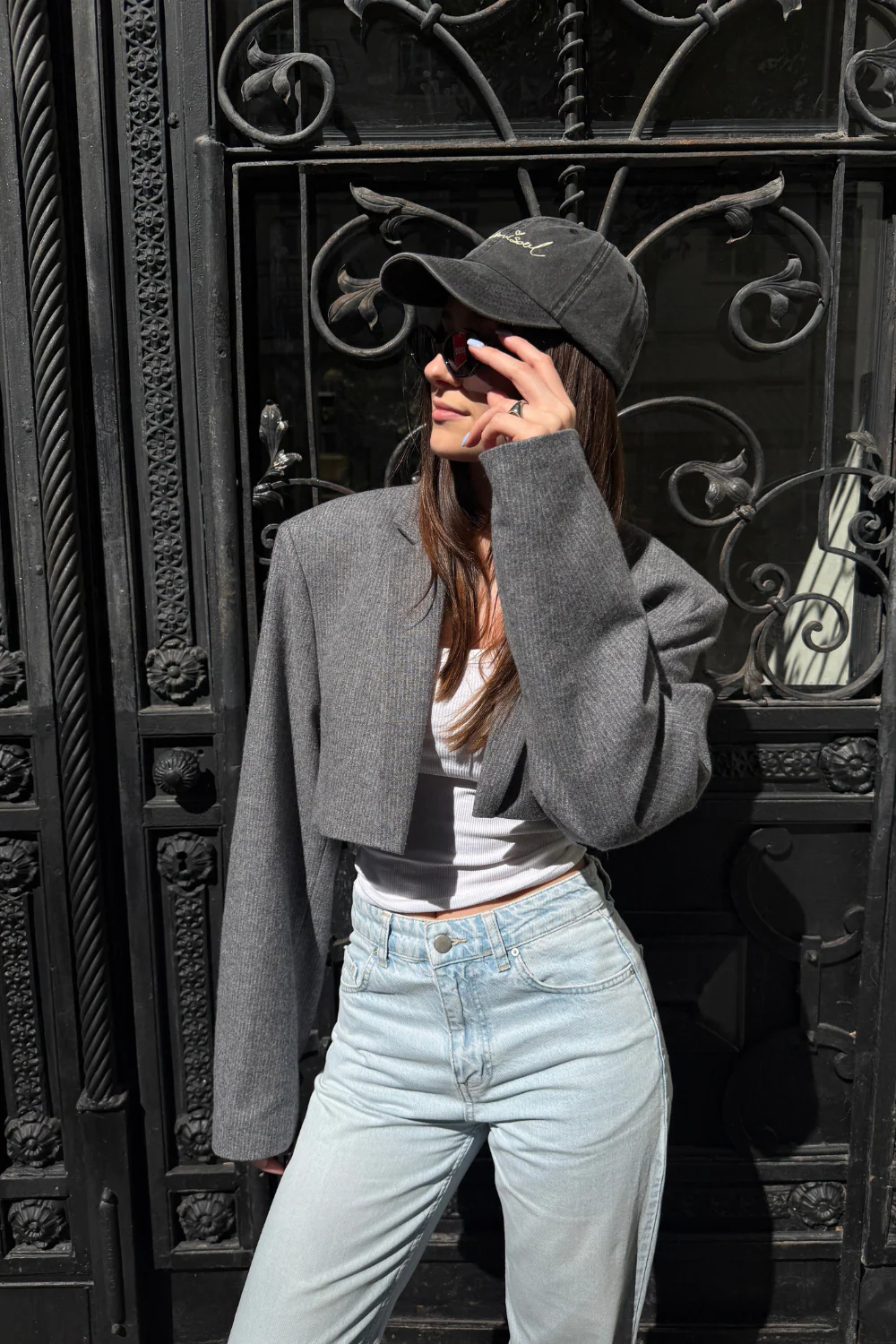 Marynarka Wełniana Courtney Cropped Grey - Image 3