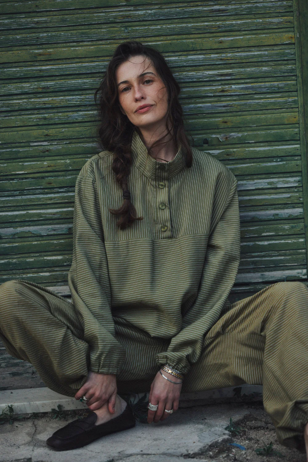 Spodnie Alma Lace Olive Stripes - Image 8
