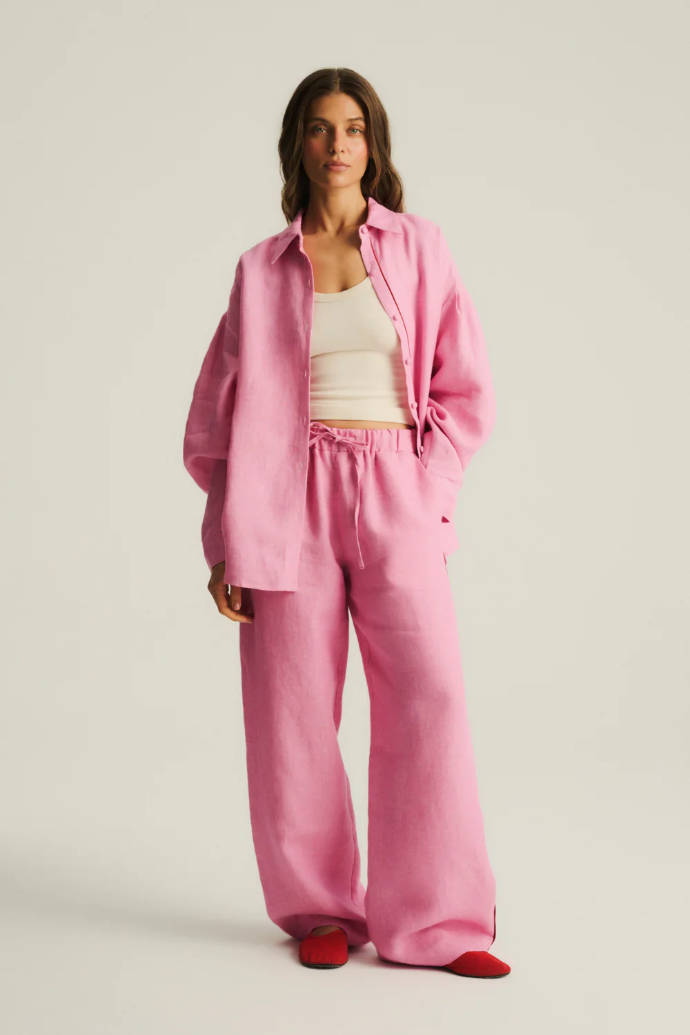 Spodnie Bailey Linen Washed Hot Pink - Image 6