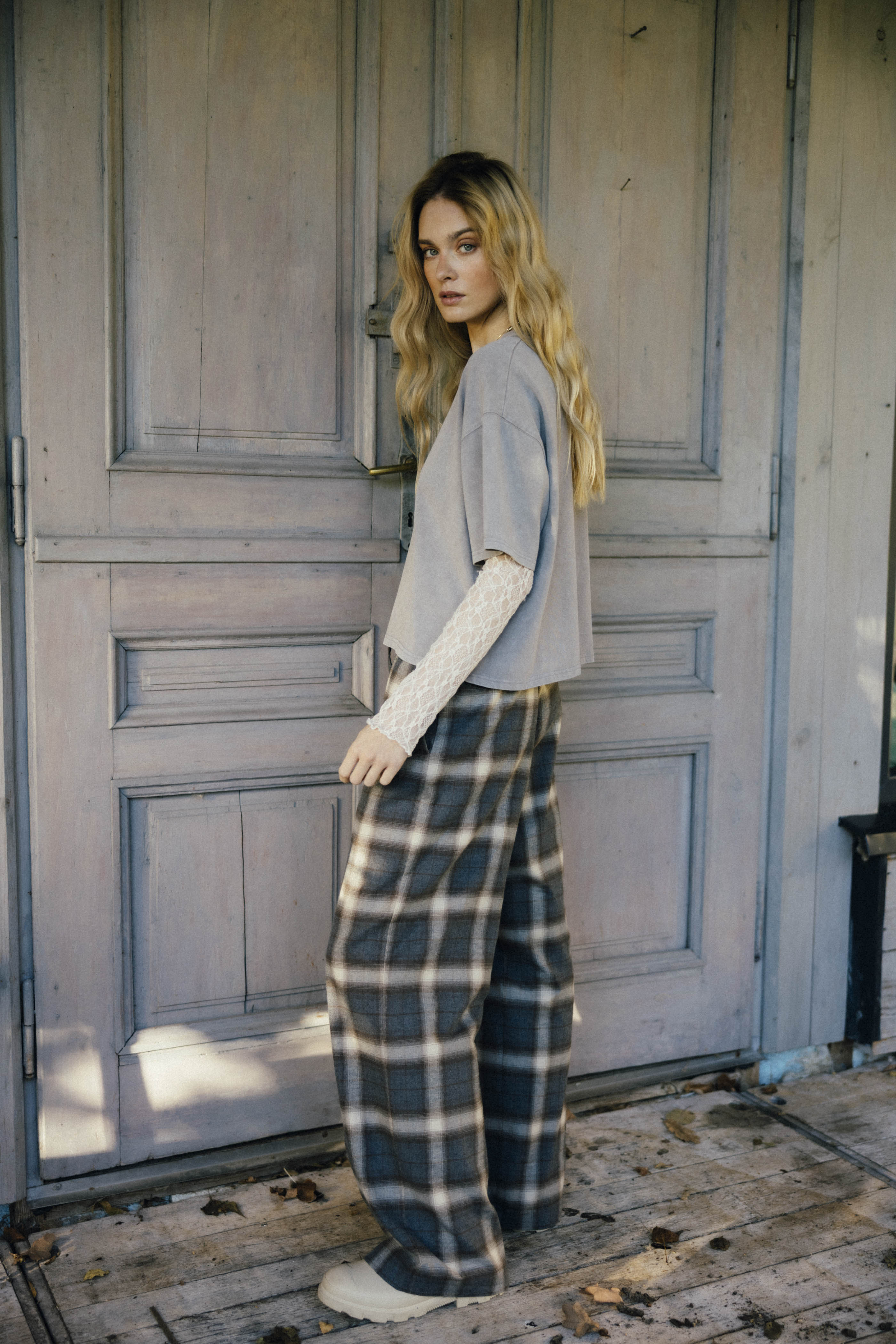 Spodnie Jackson Plaid Grey Brown - Image 3
