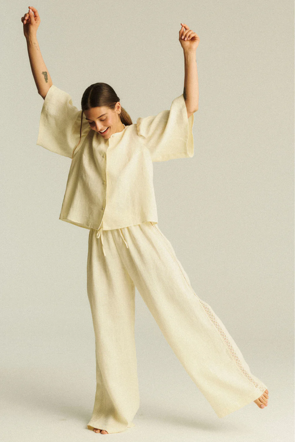 Spodnie Melody Linen Vanilla - Image 3