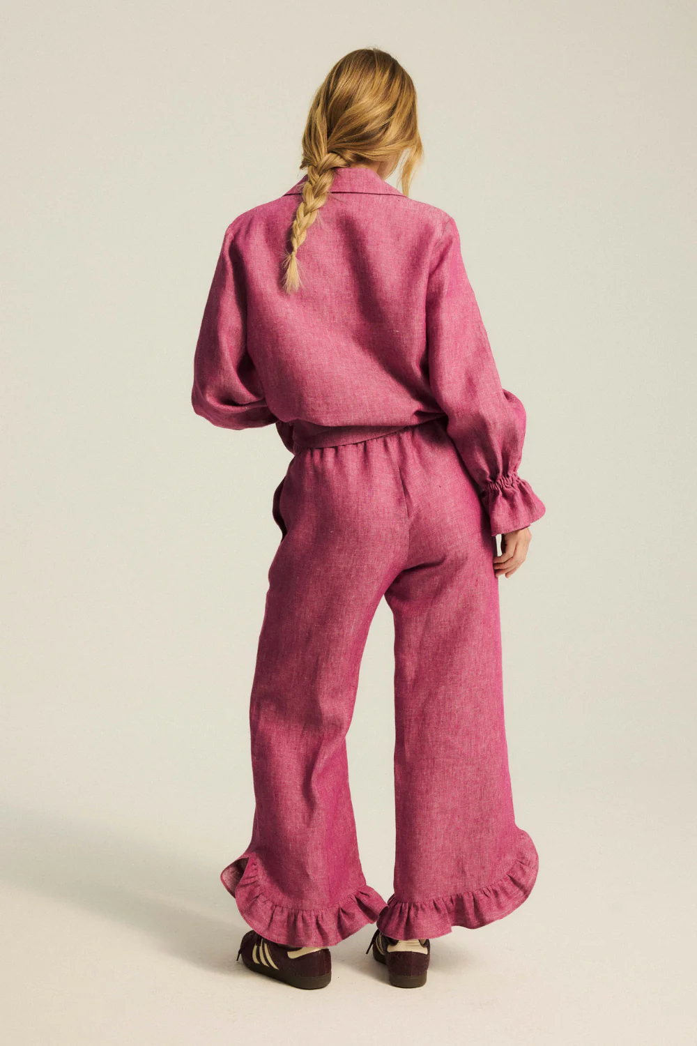 Spodnie Paradise Linen Washed Magenta - Image 10