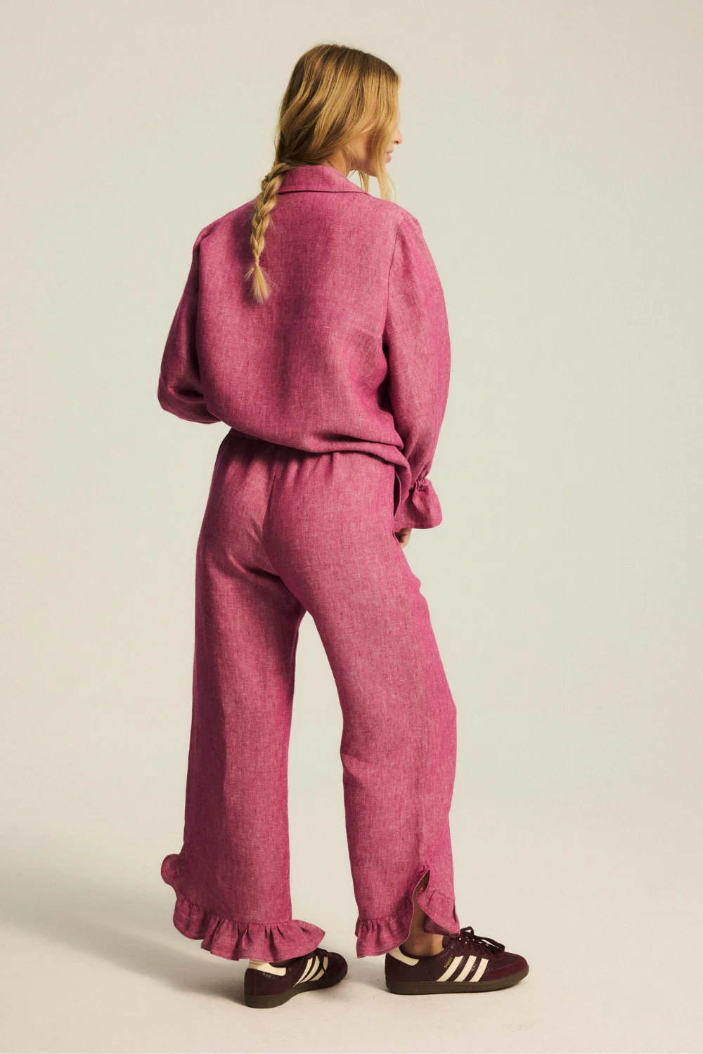Spodnie Paradise Linen Washed Magenta - Image 6
