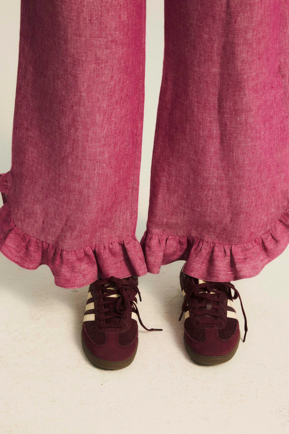 Spodnie Paradise Linen Washed Magenta - Image 7