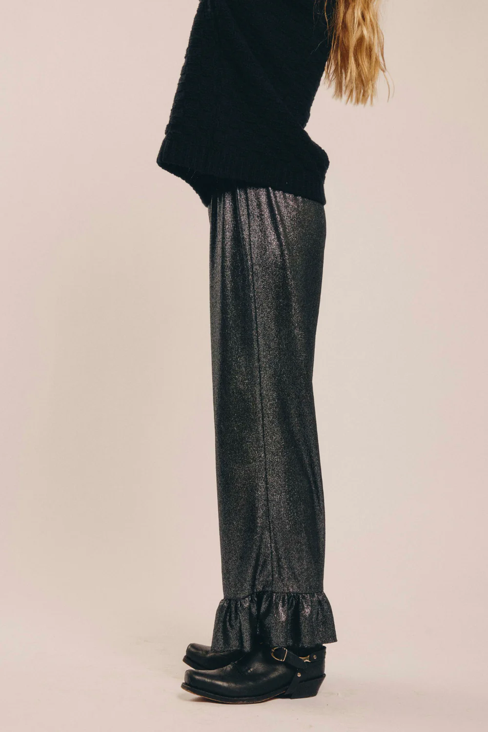Spodnie Romeo Shiny Black Silver - Image 7