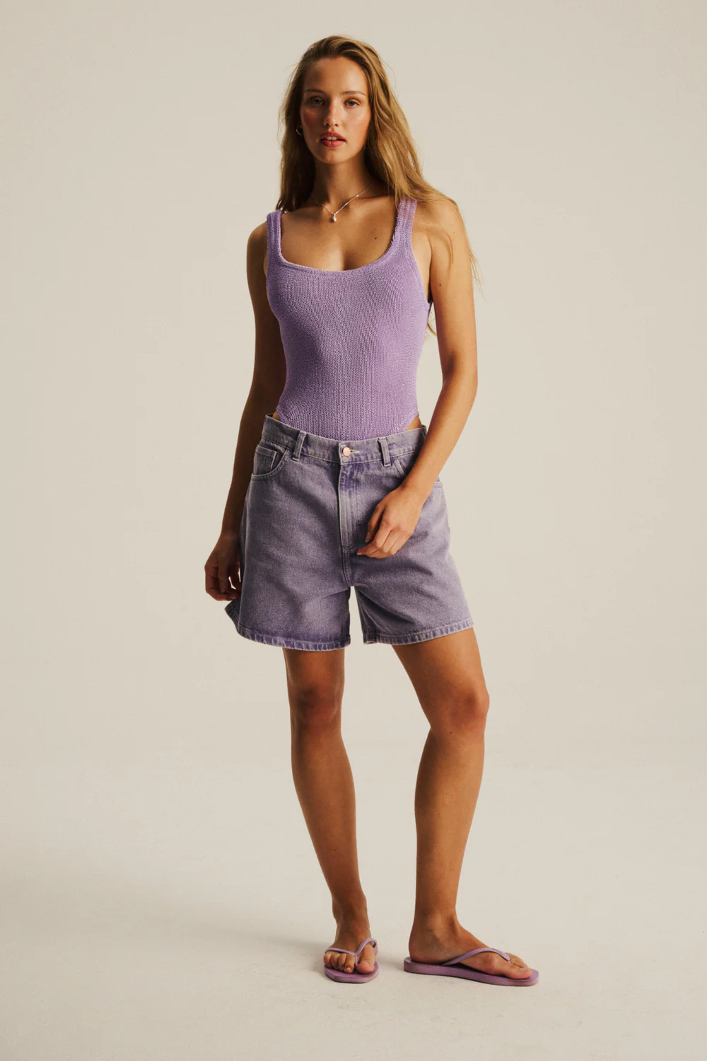 Szorty Jeansowe Cute Hearts Lavender Grey - Image 7