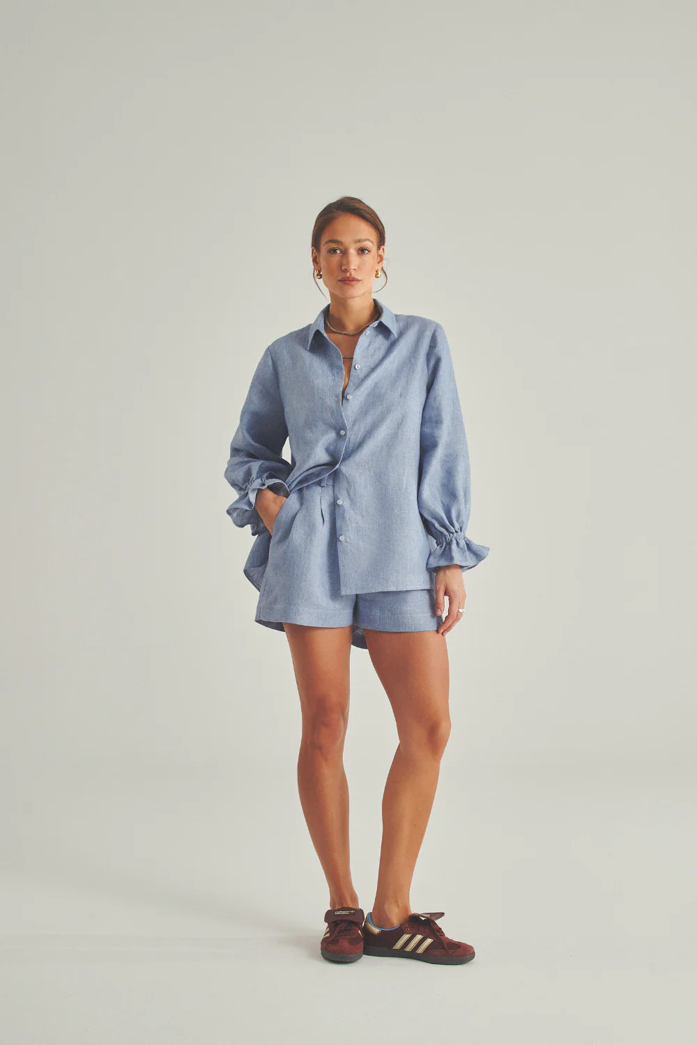 Szorty Otto Linen Washed Blue - Image 5