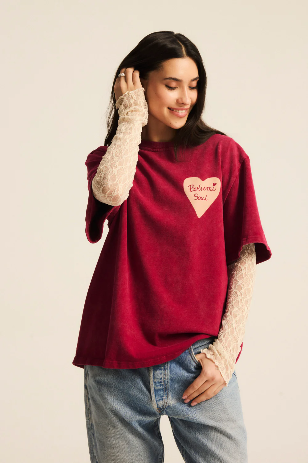T-shirt Mellow 2.0 Heavy Vintage Beetroot Valentine's Hearts - Image 10