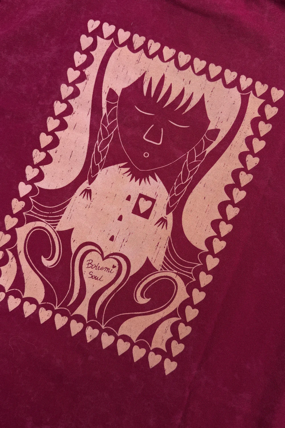 T-shirt Mellow 2.0 Heavy Vintage Beetroot Valentine's Hearts - Image 3