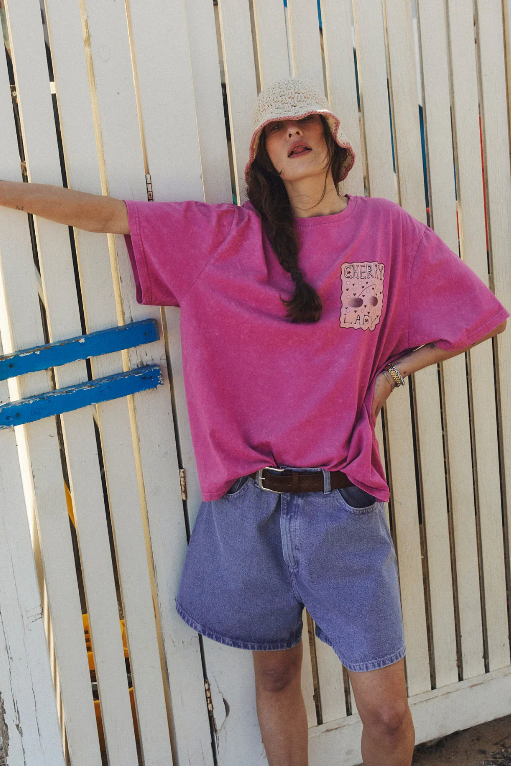 T-shirt Mellow Light Vintage Magenta Cherry Lady - Image 11