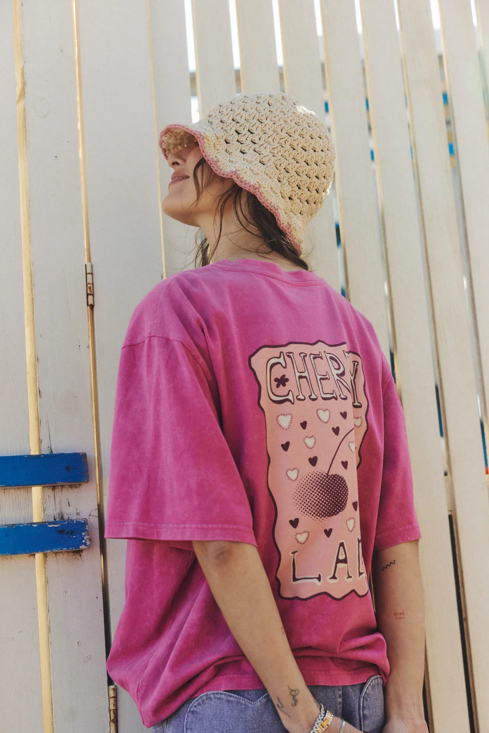 T-shirt Mellow Light Vintage Magenta Cherry Lady - Image 12