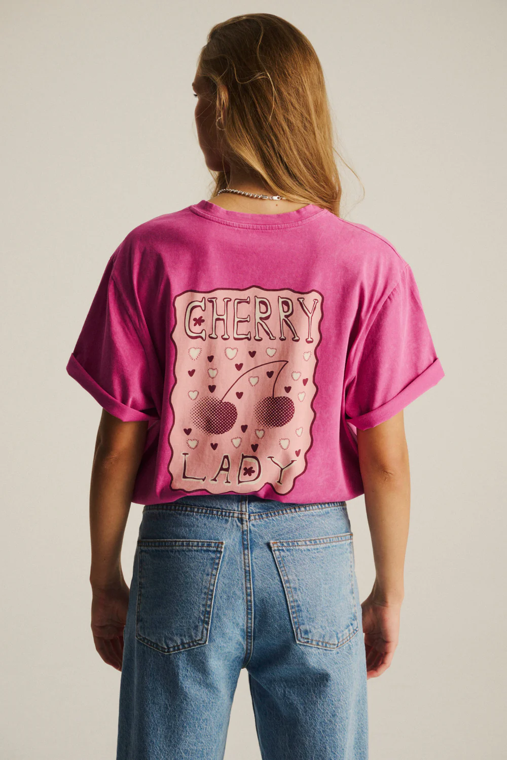T-shirt Mellow Light Vintage Magenta Cherry Lady - Image 5