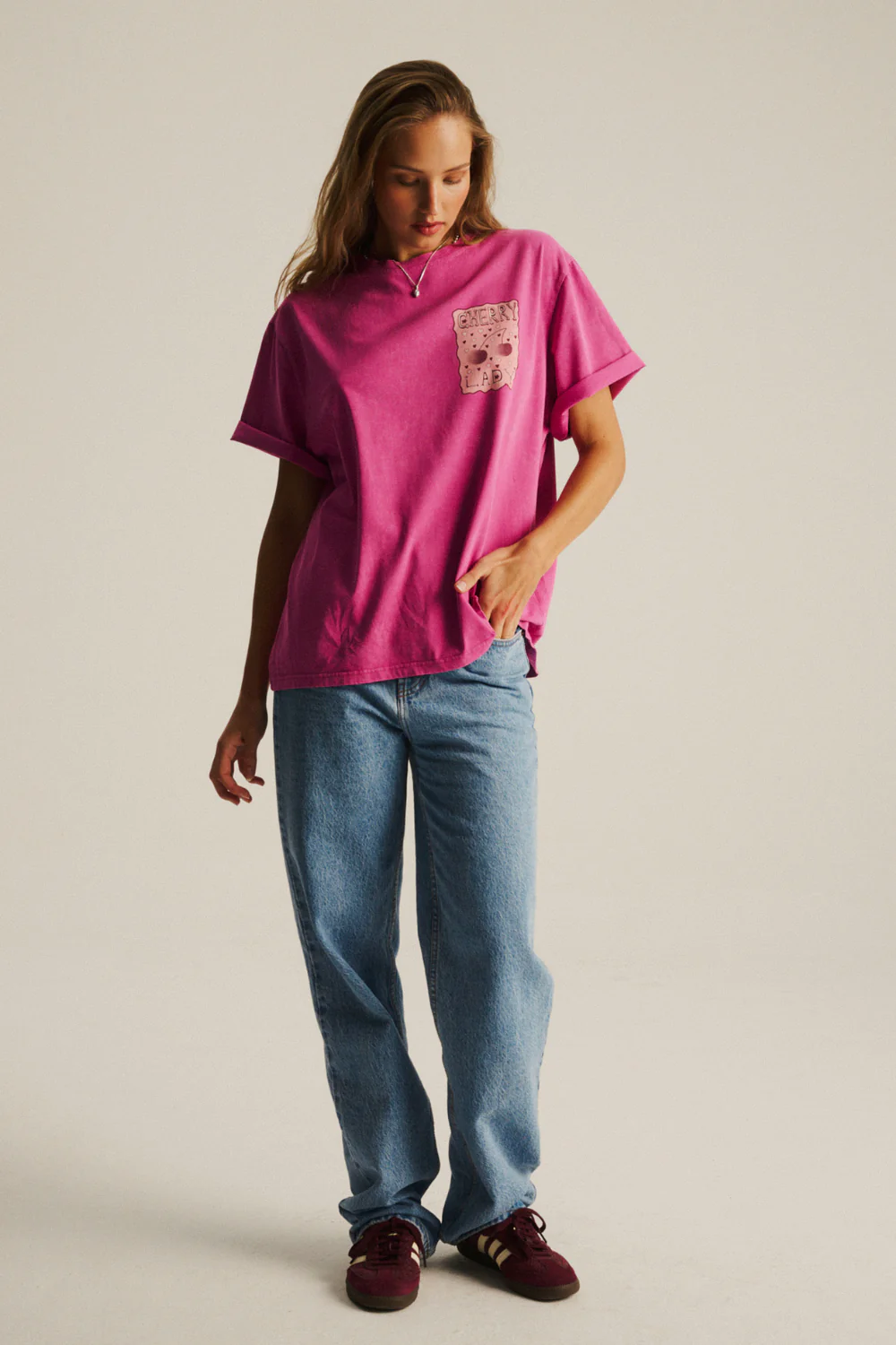 T-shirt Mellow Light Vintage Magenta Cherry Lady - Image 6