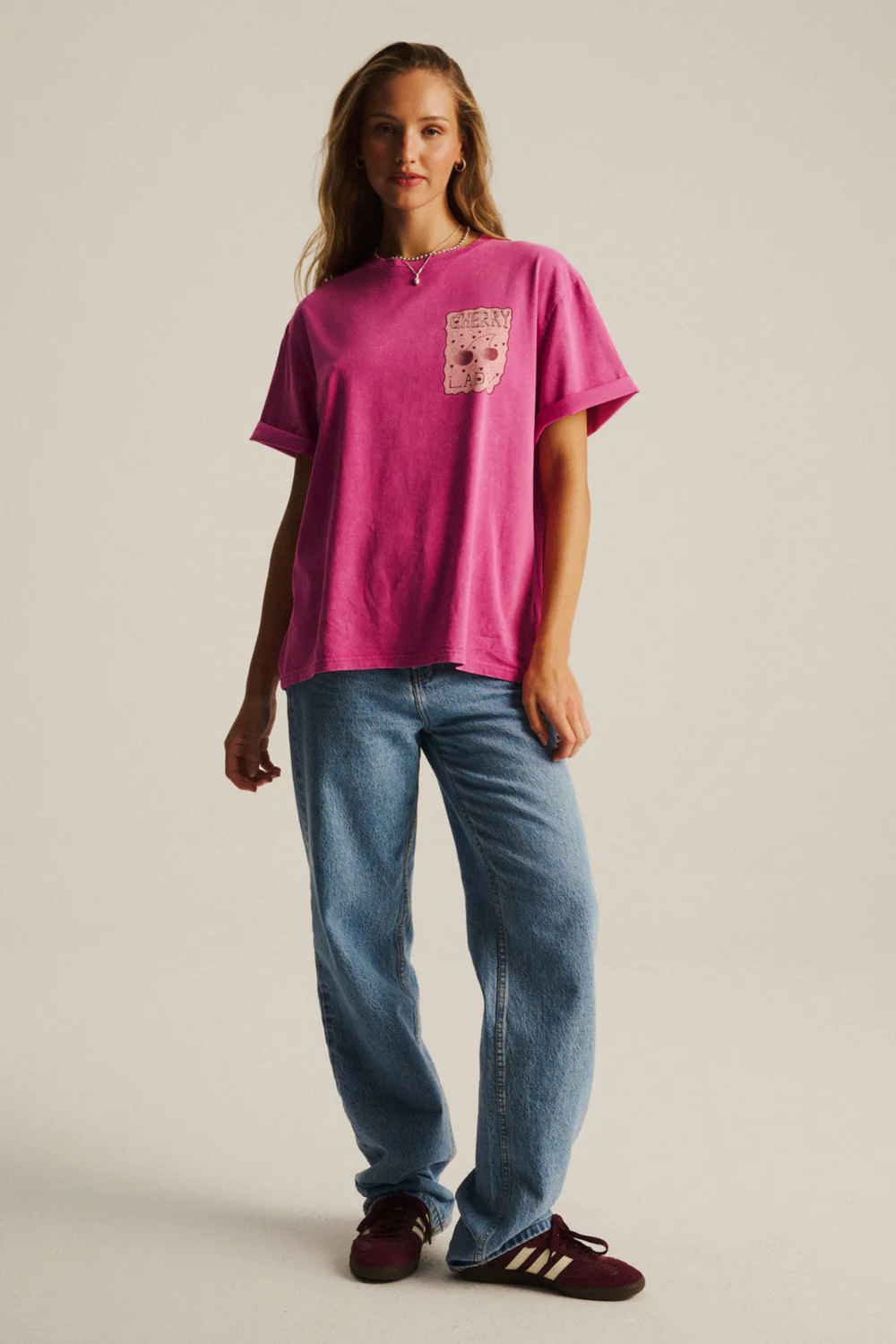 T-shirt Mellow Light Vintage Magenta Cherry Lady - Image 7