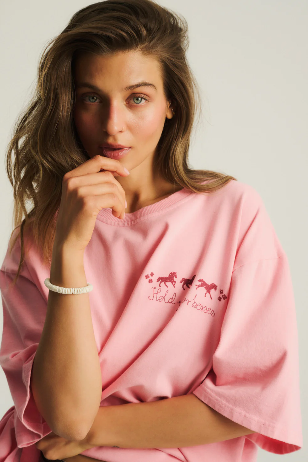 T-shirt Piper Medium Softened Candy Pink Horses - Image 5