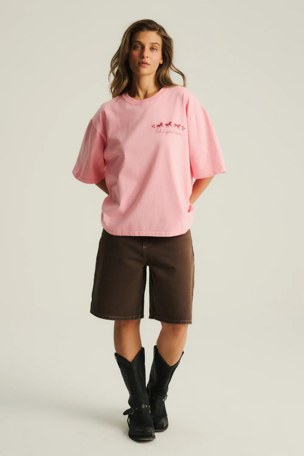 T-shirt Piper Medium Softened Candy Pink Horses - Image 8